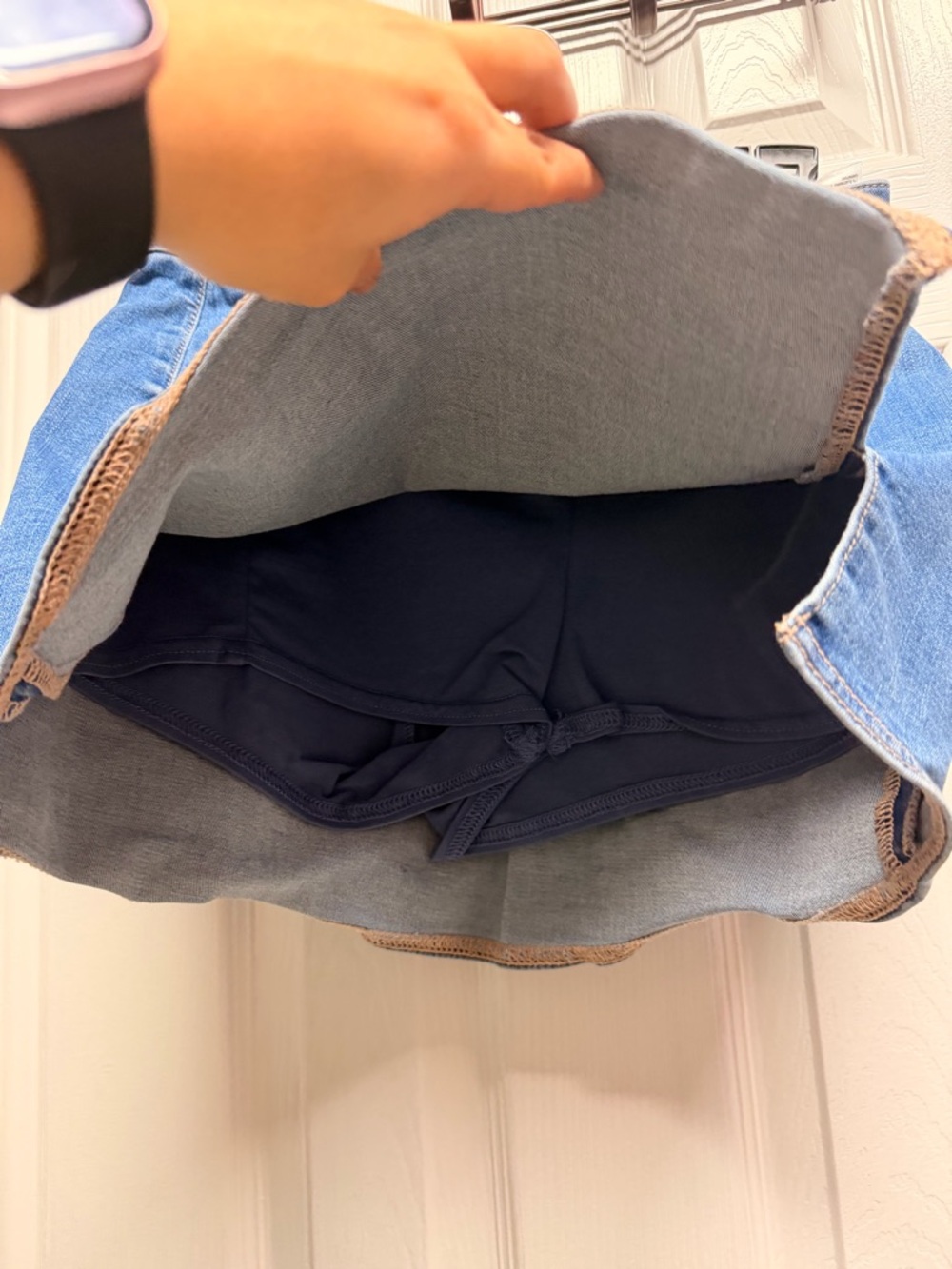 American Eagle Outfitters Blue Denim Mini Skort - Picture 2 of 4